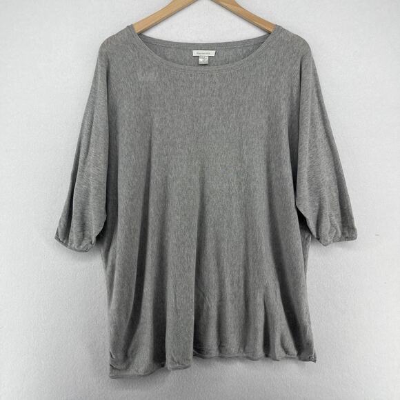 GARNET HILL Sweater M Dolman Sleeve Silk Blend Knit Oversized Pullover Gray - Picture 1 of 13